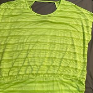 Lane Bryant 18/20 Lime Green Sheer Striped Sleeveless Shirt